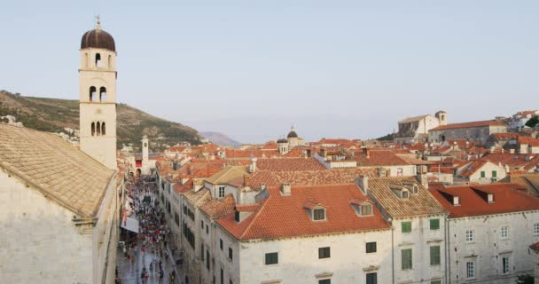 Dubrovnik Kroatia Sierpnia 2019 Letni Tłum Turystów Stradun Lub Plaza — Wideo stockowe