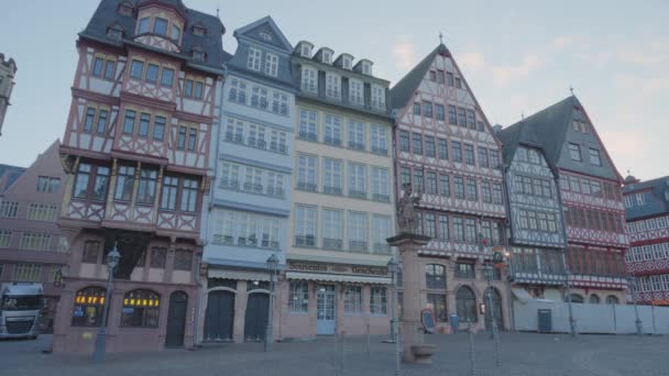 Frankfurt Main Γερμανία Ιανουαρίου 2019 Πλατεία Ιστορικού Romerberg Ηλιόλουστο Χειμωνιάτικο — Αρχείο Βίντεο