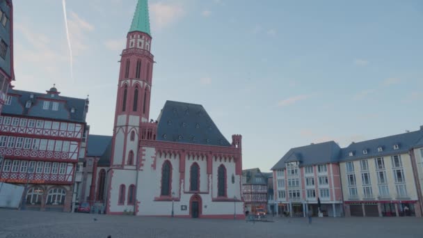 Frankfurt Main Tyskland Januar 2019 Saint Nicholas Lutheran Church Romerberg – Stock-video