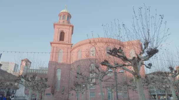 Frankfurt Main Germany Ocak 2019 Paulsplatz Tarihi Paulskirche Veya Saint — Stok video