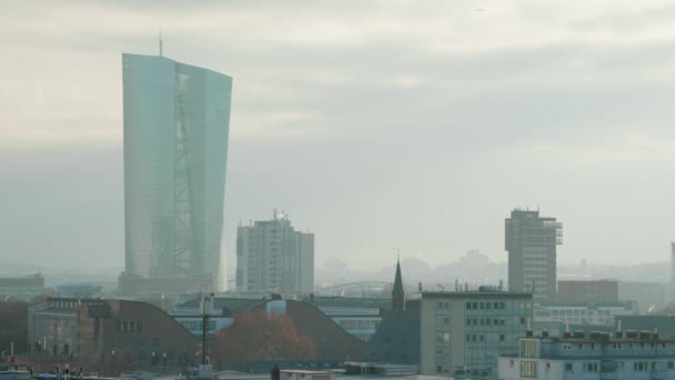 Frankfurt Main Duitsland Januari 2019 Europese Centrale Bank Gebouw Oostende — Stockvideo