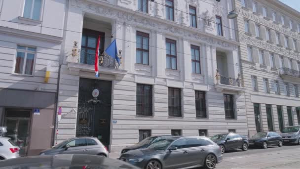 Wiedeń Austria Września 2018 Drzwi Wejściowe Ambasady Chorwacji Przy Rennweg — Wideo stockowe
