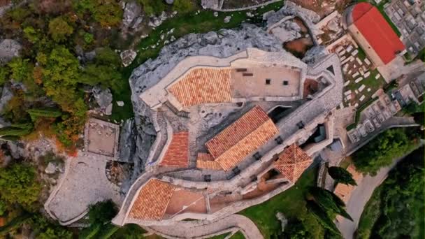 Konavle Deki Sokol Kalesi Nin Havadan Görünüşü Dubrovnik Cumhuriyeti Nde — Stok video