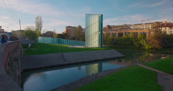 Padua Italia Aprilie 2023 Clădirea Canalului Vedere Râu Apus Soare — Videoclip de stoc