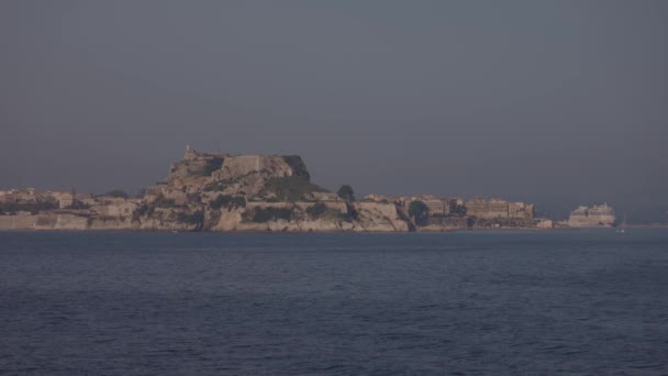 Korfu Griechenland Oktober 2022 Seeblick Auf Die Historische Venezianische Festung — Stockvideo