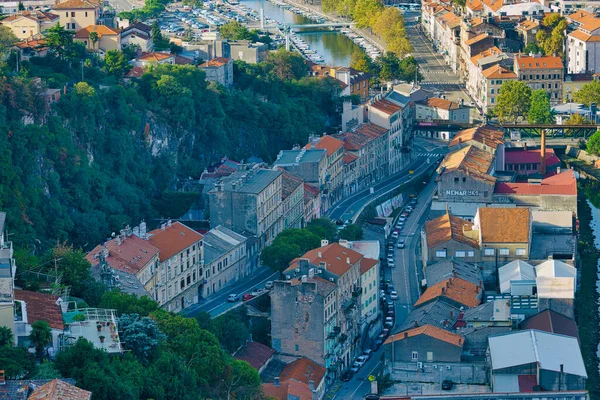 Риека Хорватия Октября 2021 Вид Воздуха Замка Трсат Старого Городского — стоковое фото
