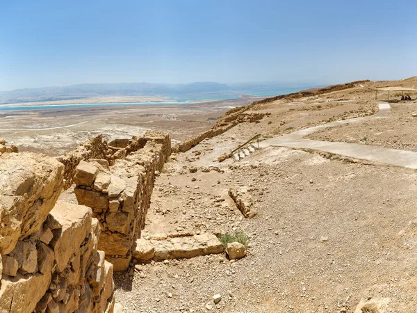 Punto Observación Oriental Parte Las Ruinas Masada Antigua Fortaleza Desierto —  Fotos de Stock