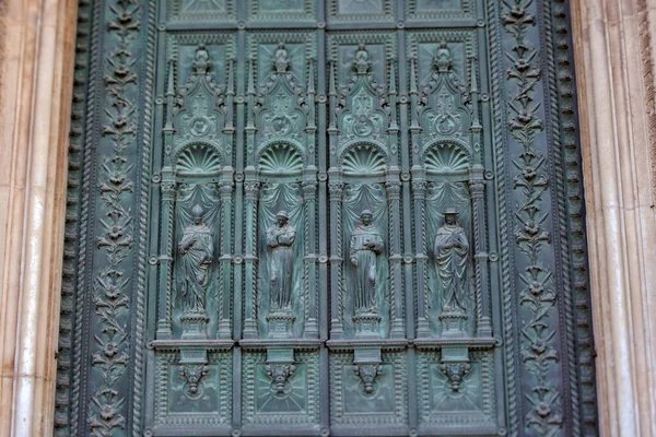Padua Italy April 2023 Detailed View Bronze Bas Relief Doors — Stock Photo, Image
