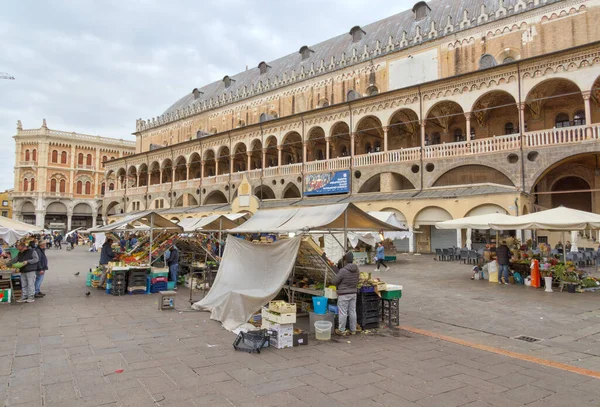 Padua Italy April 2023 Morning Bustle Piazza Delle Erbe Locals — Stock Photo, Image