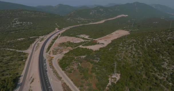 Aerial Shot Newly Inaugurated Access Road Leading Peljesac Bridge Croatia — ストック動画