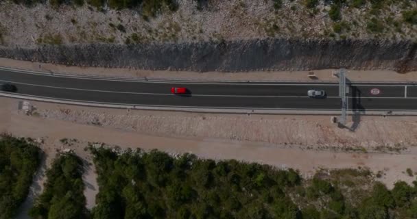 Aerial Shot Newly Inaugurated Access Road Leading Peljesac Bridge Croatia — Stockvideo