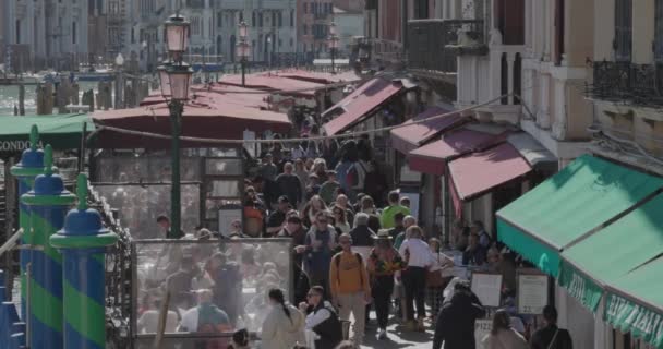 Wenice Włochy Kwiecień 2023 Osoby Przejeżdżające Przez Canal Grande Mostu — Wideo stockowe