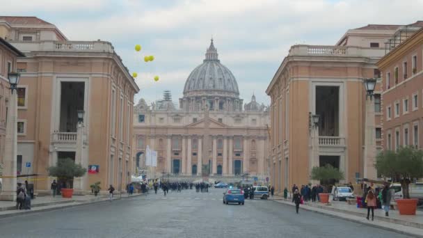 Рим Италия Января 2019 Года Базилика Петра Площади Петра Ватикане — стоковое видео