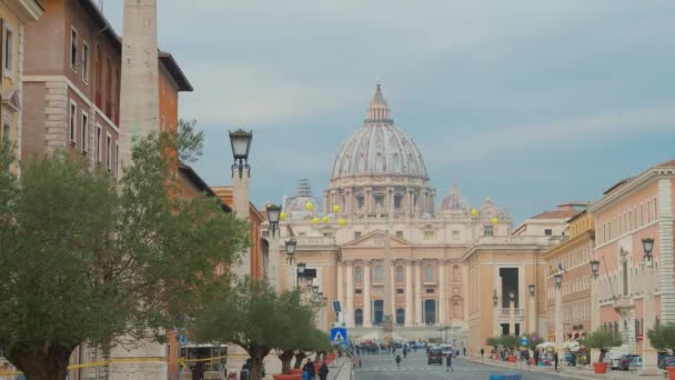Рим Италия Января 2019 Года Базилика Петерса Площади Петра Ватикане — стоковое видео