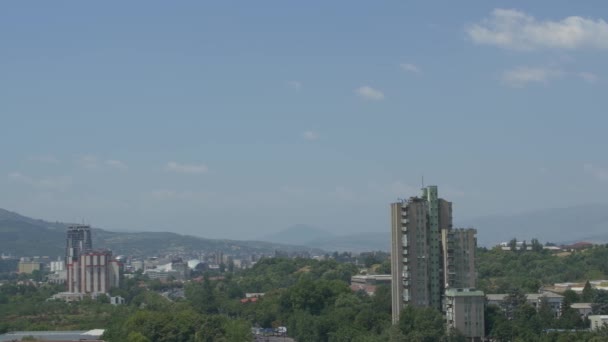 Barrido Panorámico Derecha Izquierda Través Del Horizonte Skopje Macedonia Durante — Vídeo de stock