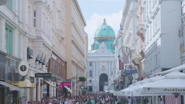 Vienna Oostenrijk September 2018 Belangrijkste Winkelstraat Het Centrum Graben Straat — Stockvideo