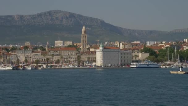 Split Kroatien Juni 2020 Panoramautsikt Över Strandpromenaden Splits Riva Sett — Stockvideo