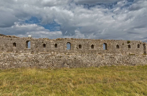 Detail Rosafa Fortress Skadar Showing Medieval Defensive Walls Grass Surroundings — Stock Photo, Image