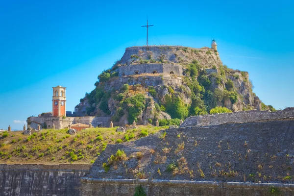 Gamla Venetianska Fästning Byggd Konstgjord Med Omgivande Befästningsmurar Korfu Grekland — Stockfoto