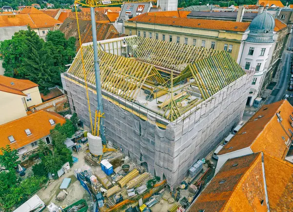 Zagreb Kroatien Juli 2023 Restaurierungsarbeiten Historischen Gebäude Gornji Grad — Stockfoto