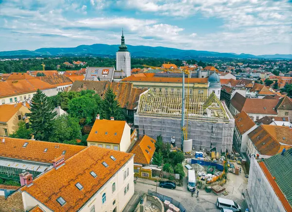 Zagreb Chorvatsko Července 2023 Obnova Měst Gornji Grad Panoramatickým Výhledem — Stock fotografie