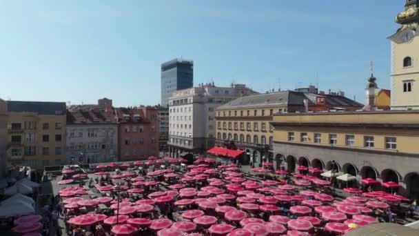 Zagreb Croatia Kasım 2023 Gornji Grad Daki Dolac Pazarının Havadan — Stok video