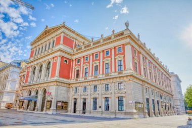 VIENNA, AUSTRIA 7 Eylül 2018: Wiener Musikverein, Viyana Filarmoni Orkestrası 'nın şehir merkezindeki en iyi tarihi konser salonlarından biridir..