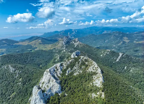Flygfoto Från Ljubicko Brdo Visar Upp Den Robusta Skönheten Velebit — Stockfoto