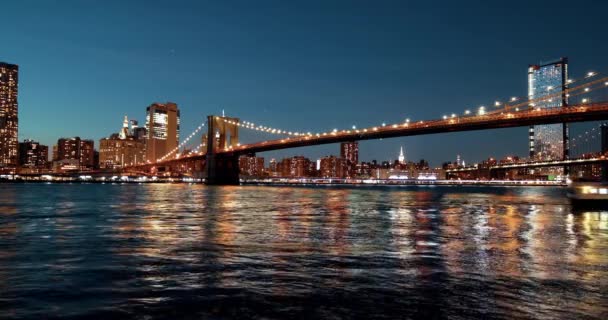 Нью Йорк Сша Сентября 2020 Года Блестящие Горизонты Манхэттена Бруклинского — стоковое видео