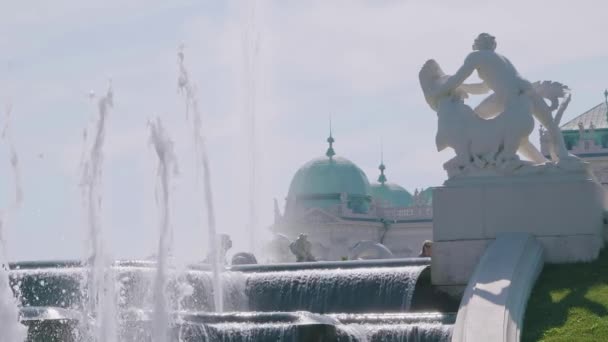 Vienna Østrig September 2018 Detalje Springvand Med Dyse Statuen Haven – Stock-video