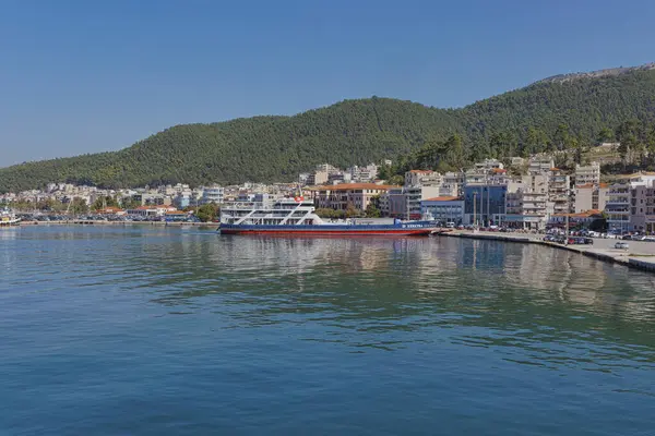 Igoumenitsa Greece October 2023 Bustling Port Igoumenitsa Captured Calm Sunny — Stock Photo, Image
