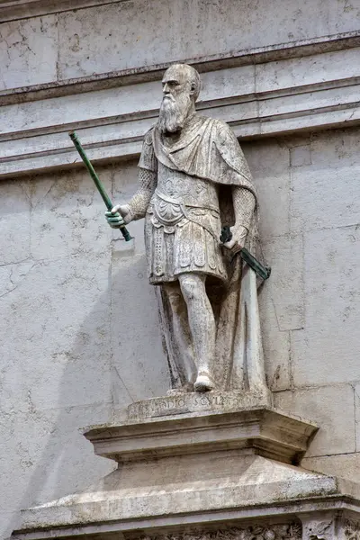 Wencja Włochy Kwiecień 2023 Rzeźba Salodio Ozdobny Element Fasady Domu — Zdjęcie stockowe