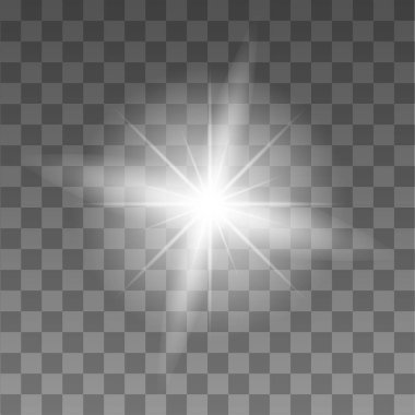 Parıltı. Şeffaf bir arkaplanda gerçekçi bir flaş. Parılda. Yıldız.