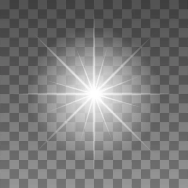 Zář Realistický Záblesk Průhledném Pozadí Svítit Hvězda — Stockový vektor