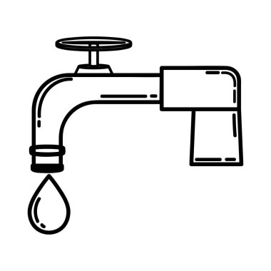 Simgeler. Ekoloji. Sulu eko musluk. Saf su. Modern tarzda ikon. Doğrusal biçim.