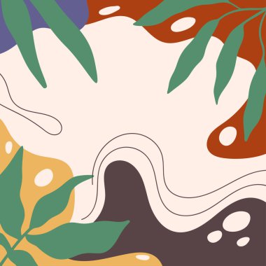 Soyut figürler. Çerçeve. Boho tarzı. Modern soyut arka plan. Tasarımın için..