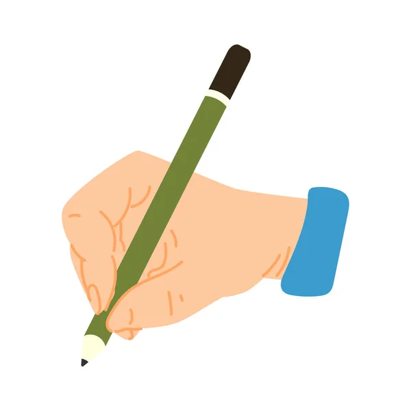 Χέρι Κρατάει Ένα Μολύβι Επίπεδη Διανυσματική Απεικόνιση Μοντέρνο Στυλ Εικονίδιο — Διανυσματικό Αρχείο