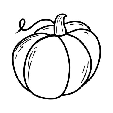 Balkabağım. Karalama. El çizimi. Modern tarzda vektör illüstrasyonu. Balkabağı şenliği. Sonbahar sebzesi. Vektör illüstrasyonu