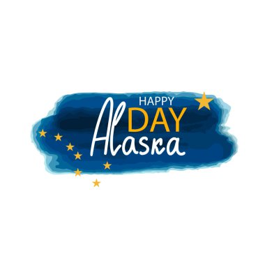 Alaska günün kutlu olsun. Suluboya vektör elementleri Alaska bayrağı. Önemli bir tatil. Beyaz arkaplanda izole nesneler.