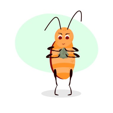 Hamamböceği. Beyaz arka planda izole edilmiş sevimli bir karakter. Vektör çizimi. Baş belası. Böcek.