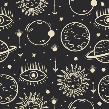 Sihir düzeni. Boşluk. Kusursuz bir doku. İşaretler sihirli. Tasarımın için..