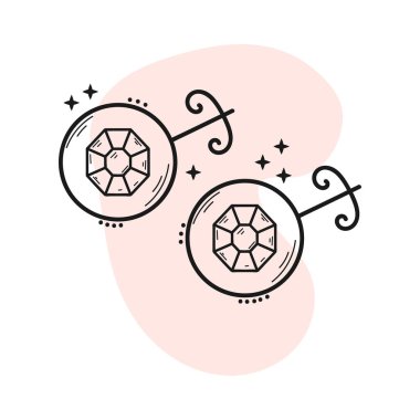 Küpe ikonu. El çizimi. Mücevherler