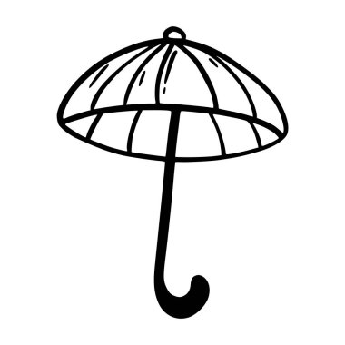 Şemsiye. Beyaz arkaplanda Doodle simgesi.