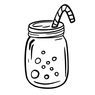 Kokteyl. Beyaz arkaplanda Doodle simgesi.