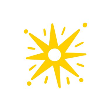 Soyut yıldız. Karalama. El çizimi. Patlama oldu. Basit biçim