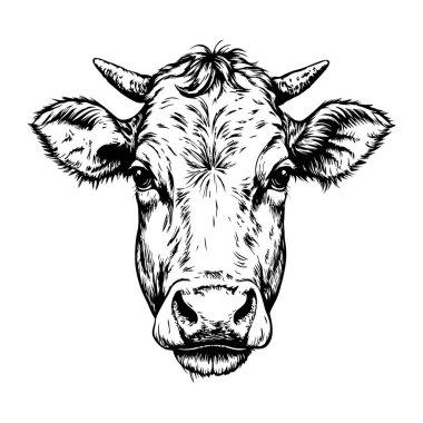 İneklerin yüzü, yakın plan, beyaz arka plan