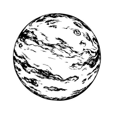 Venüs, yumuşak gölgeli, beyaz arkaplan üzerinde biraz daha büyük bir daire şeklinde.