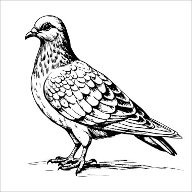 pigeon standing, side view, on white background clipart