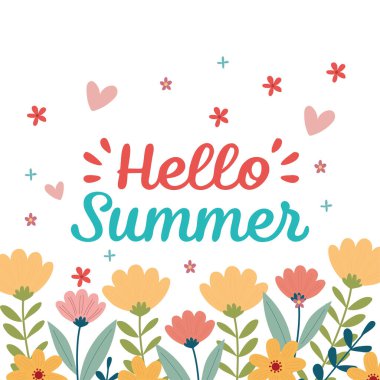 Renkli bir çiçek arkaplanı ve şakacı bir yazı tipiyle yazılmış 