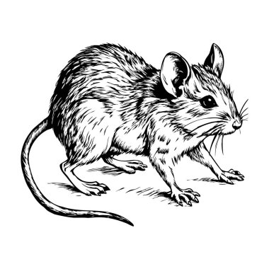 Yürüyen fare görünümü mürekkep çizgileri ile çizilmiş